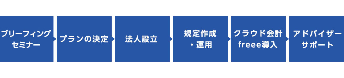 ひとり法人設立支援のステップの図